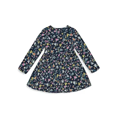 Little Girl's Long-Sleeve Printed Jersey Dress