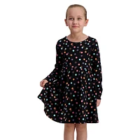 Little Girl's Long-Sleeve Printed Jersey Dress