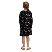 Little Girl's Long-Sleeve Printed Jersey Dress