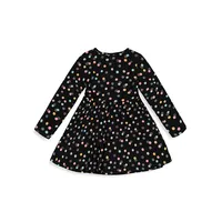 Little Girl's Long-Sleeve Printed Jersey Dress