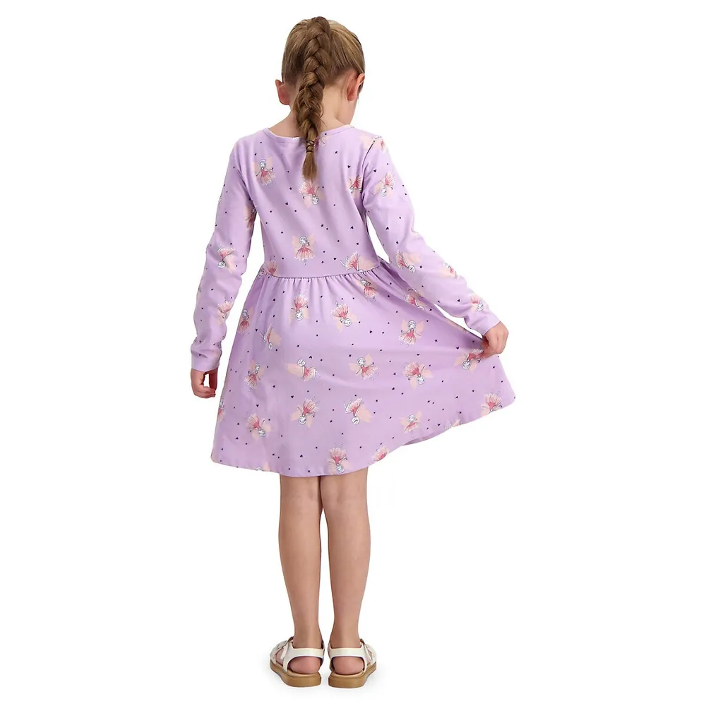 Little Girl's Long-Sleeve Printed Jersey Dress