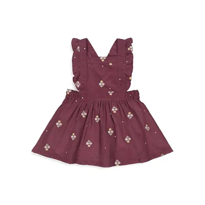 Baby Girl's Corduroy Embroidered Pinafore Dress