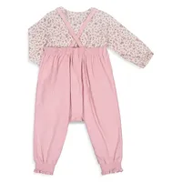 Baby Girl's 2-Piece Floral Top and Corduroy Overalls Set