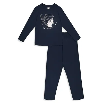 Girl's 2-Piece Knit Graphic Pyjama Set