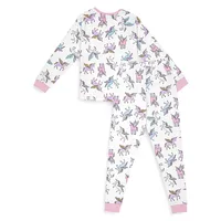 Girl's 2-Piece Unicorn-Print Pyjama Set