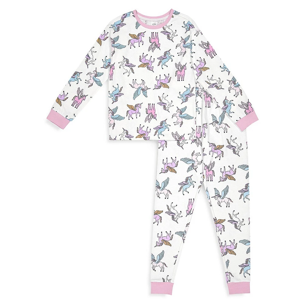 Girl's 2-Piece Unicorn-Print Pyjama Set