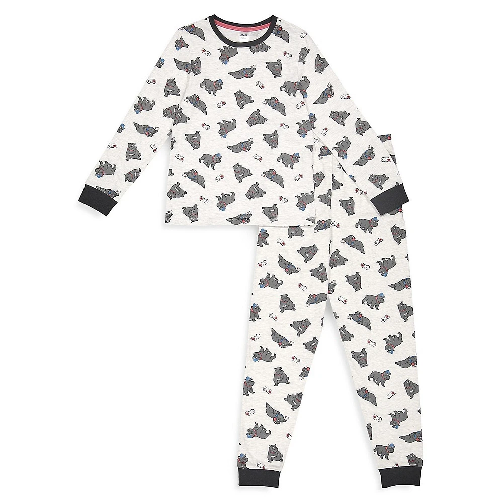 Boy's 2-Piece Dog-Print Pyjama Set