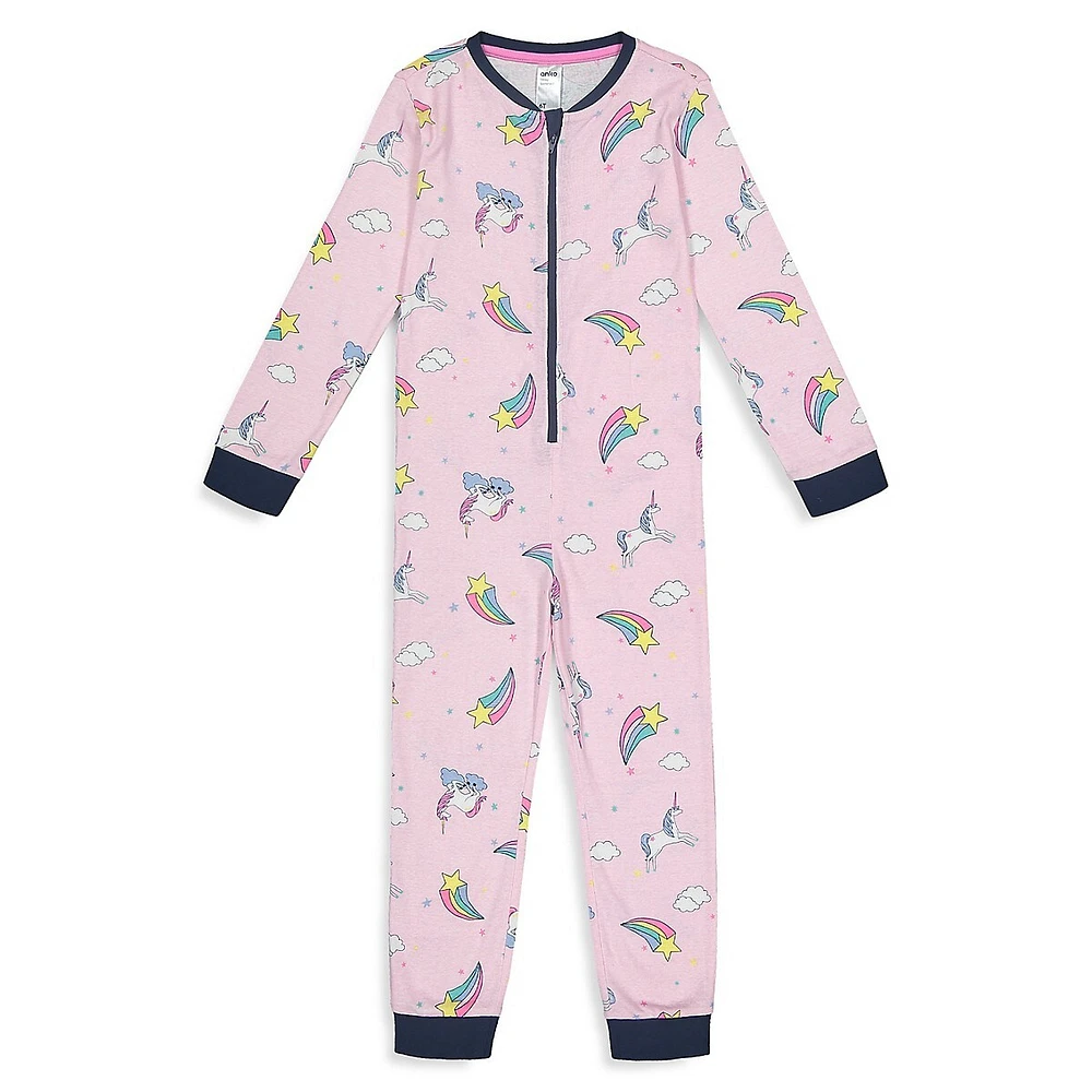 Little Girl's Unicorn Rainbow Coverall