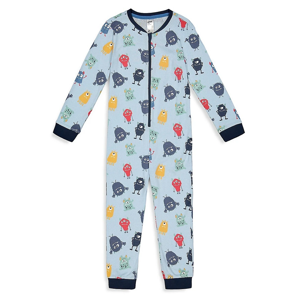 Little Boy's Monster-Print Coverall