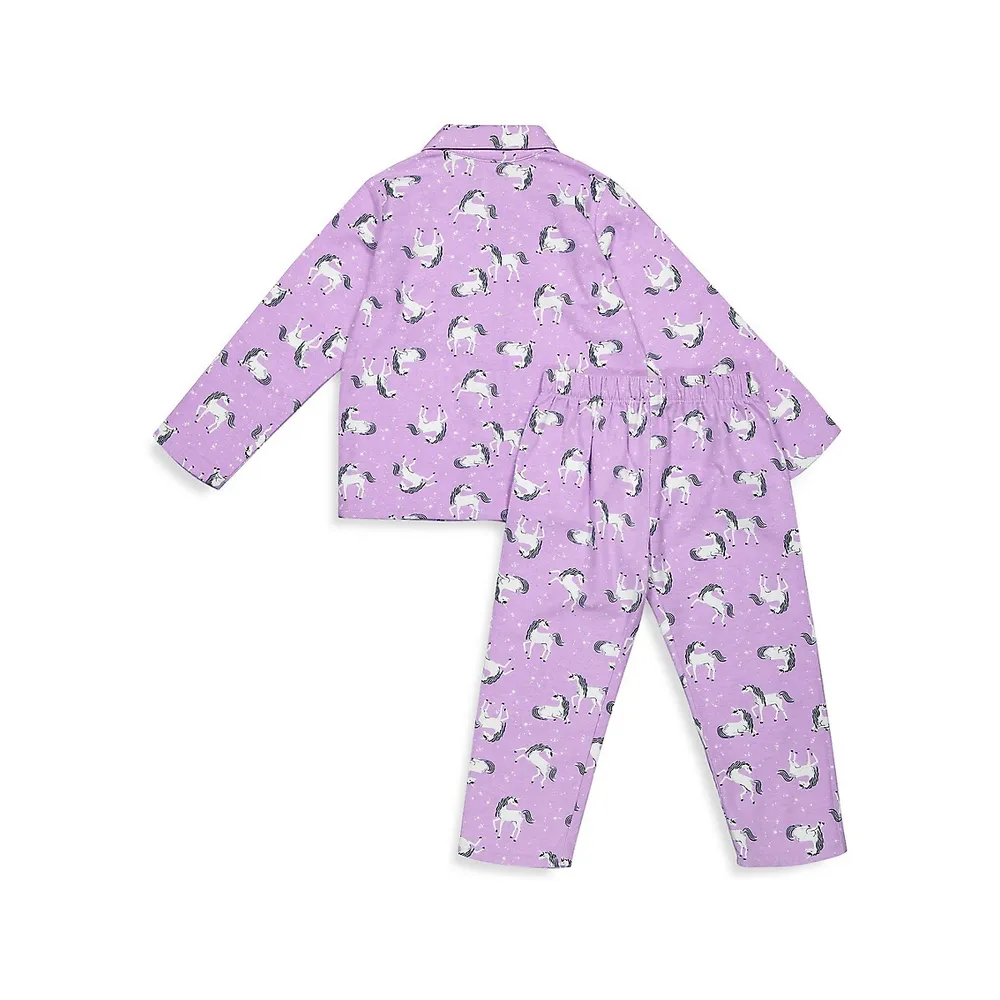 Little Girl's 2-Piece Unicorn Flannel Pyjama Set