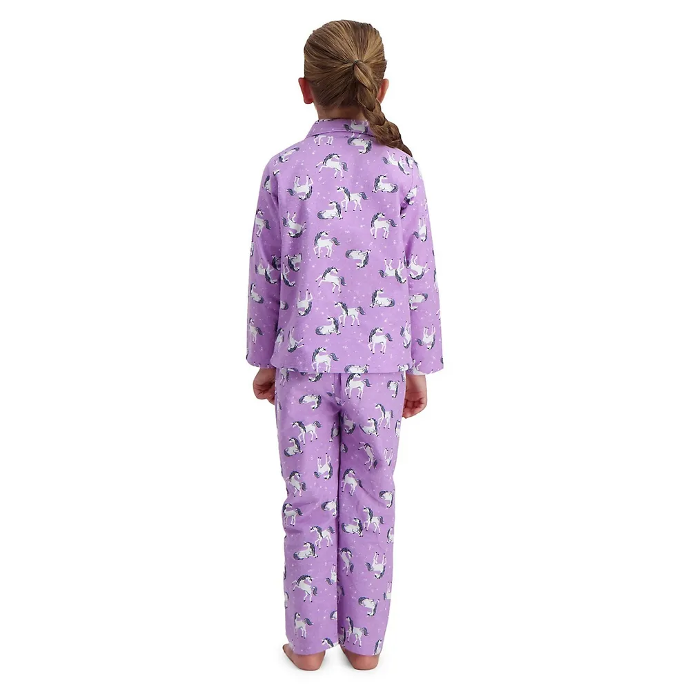 Little Girl's 2-Piece Unicorn Flannel Pyjama Set