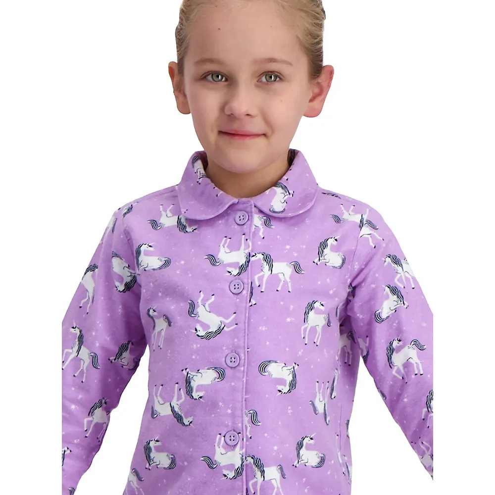 Little Girl's 2-Piece Unicorn Flannel Pyjama Set