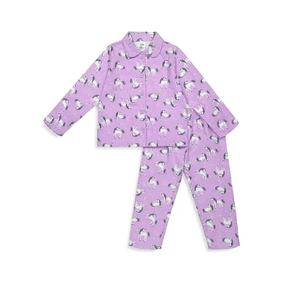 Little Girl's 2-Piece Unicorn Flannel Pyjama Set