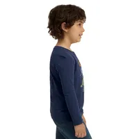 Little Kid's Dinosaur-Embroidery Long-Sleeve T-Shirt