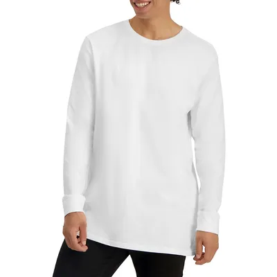 Long-Sleeve Longline Cotton T-Shirt