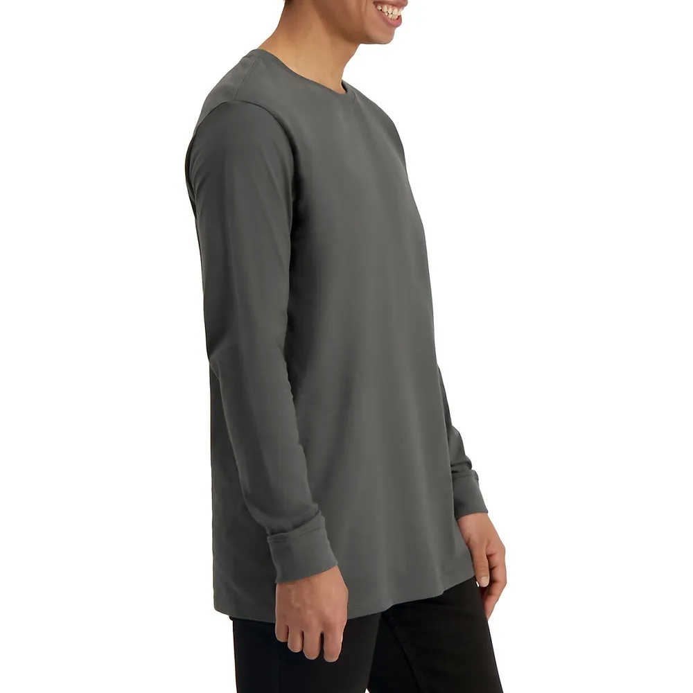 Long-Sleeve Longline Cotton T-Shirt