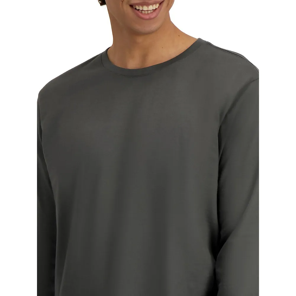 Long-Sleeve Longline Cotton T-Shirt