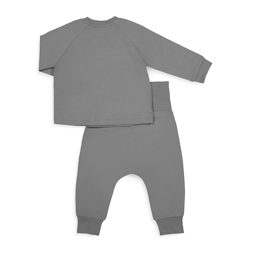 Baby's 2-Piece Hello World Waffle-Knit Set