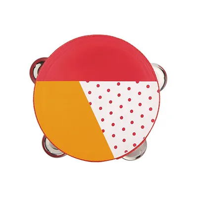 Wooden Tambourine Toy - Red