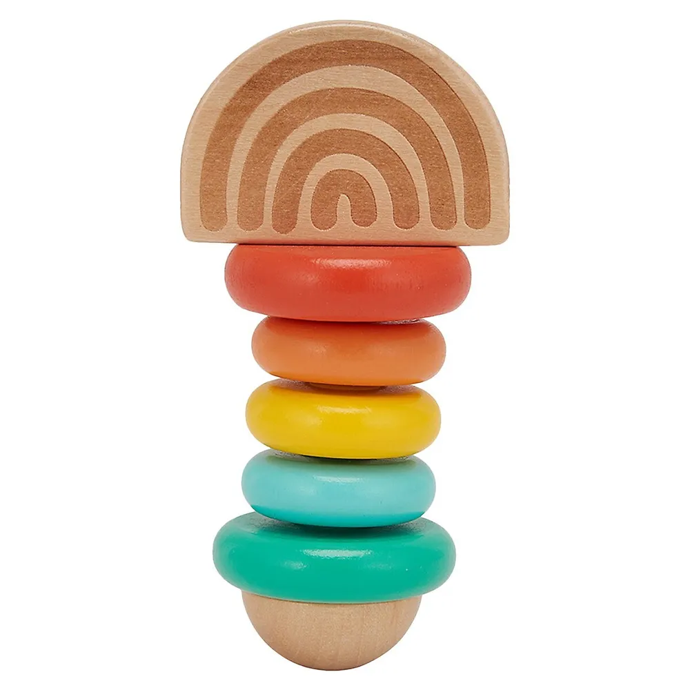 Rainbow Wooden Ring Rattle