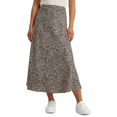 Satin Midi A-Line Skirt