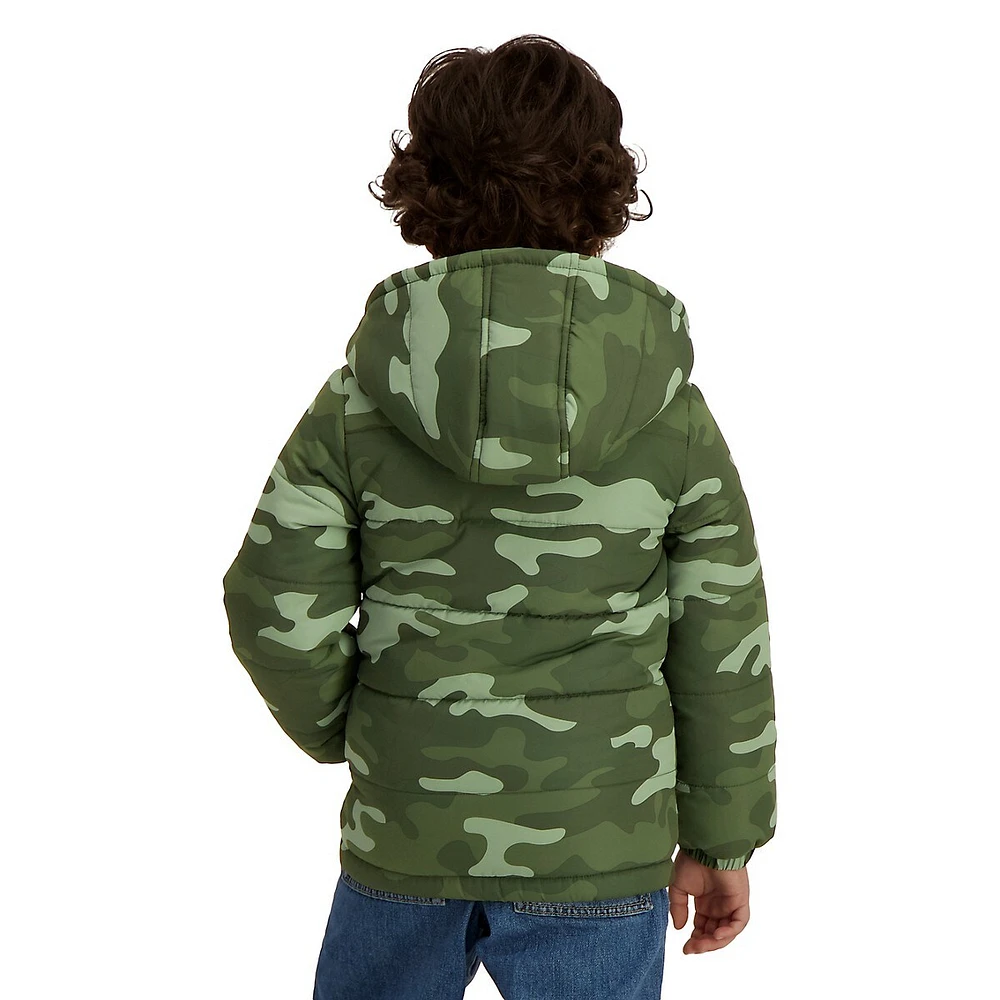 Little Kid's Dinosaur-Print Puffer Jacket