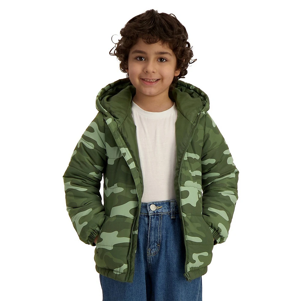 Little Kid's Dinosaur-Print Puffer Jacket