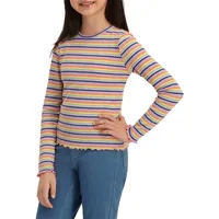 Girl's Striped Rib-Knit Top
