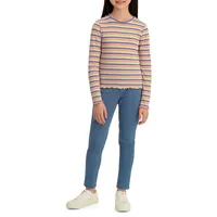 Girl's Striped Rib-Knit Top