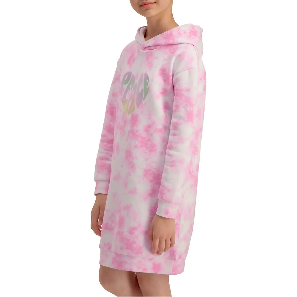 Girl's Tie-Dye Hooded Sweatshirt Dress