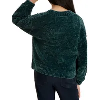 Girl's Cabled Chenille Sweater