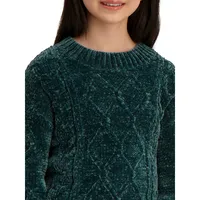 Girl's Cabled Chenille Sweater