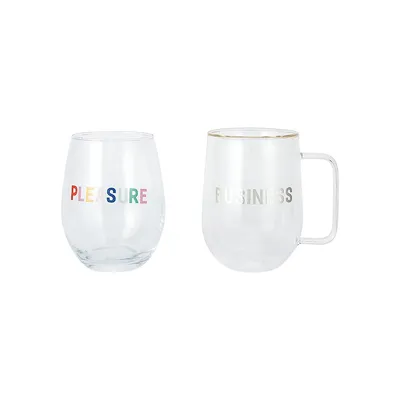 Double Wall Mug & Wine Glass Set
