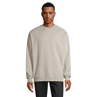 Cotton-Blend Quilted Crewneck Sweater