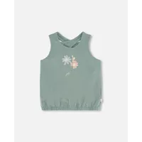 Organic Cotton Tank Top With Print Olive Green