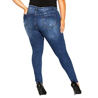 Plus Asha Skinny-Leg Mid-Rise Distressed Jeans