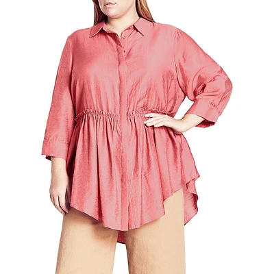 Plus Ruffle-Front Tiered Top
