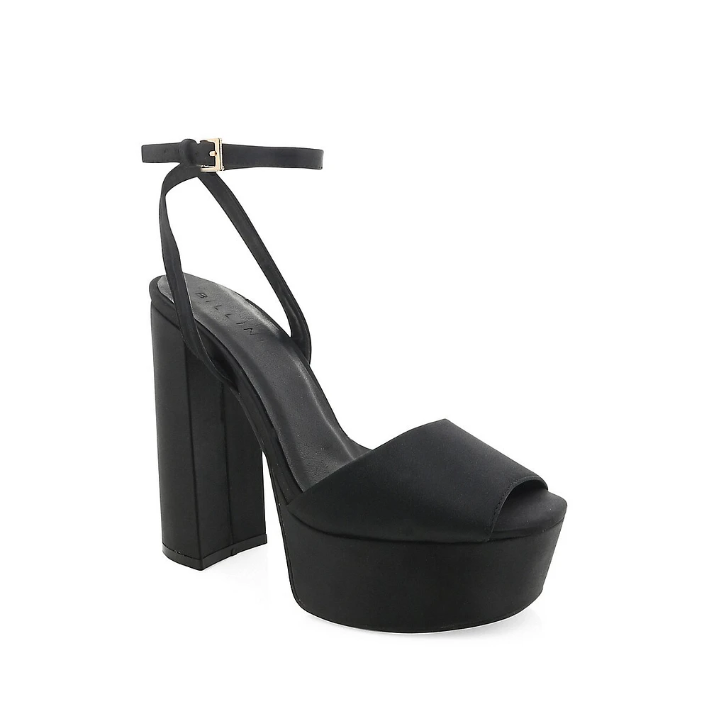 Brenna Satin Peep-Toe Platform Sandals