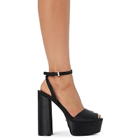 Brenna Satin Peep-Toe Platform Sandals