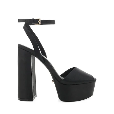 Brenna Satin Peep-Toe Platform Sandals