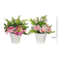 Artificial Bouquet In Plastic Pot Asstd - Set Of 2