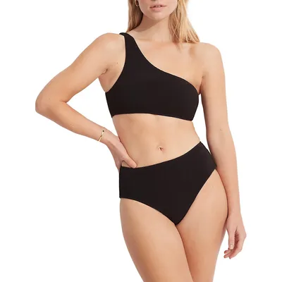 Textured One-Shouldered Bikini Top