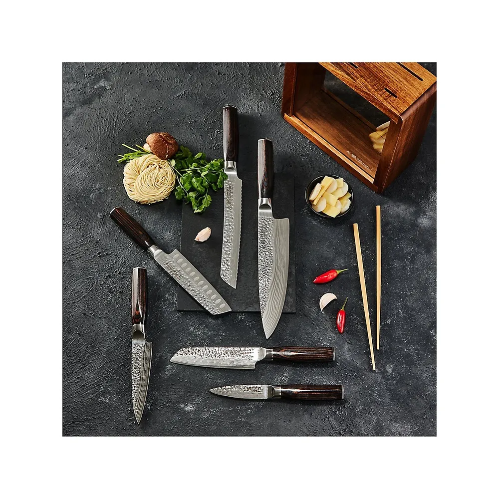 Damashiro Emperor Mokuzai 7-Piece Knife Block Set