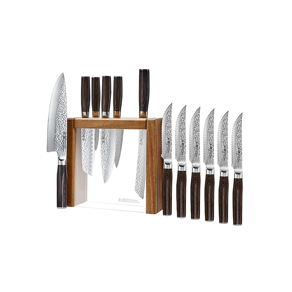 Damashiro Emperor Makoto 7-Piece Steak Knife Block Set with Bonus 6-Piece Steak Knives