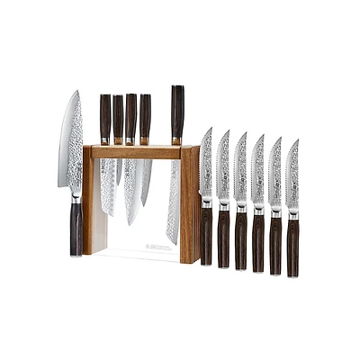 Damashiro Emperor Makoto 7-Piece Steak Knife Block Set with Bonus 6-Piece Steak Knives