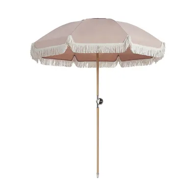 Fringe-Trim Waterproof Premium Beach Umbrella