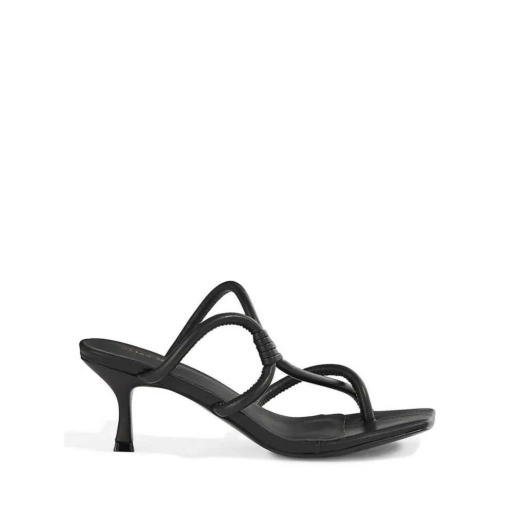 Barlo Leather Kitten-Heel Sandals