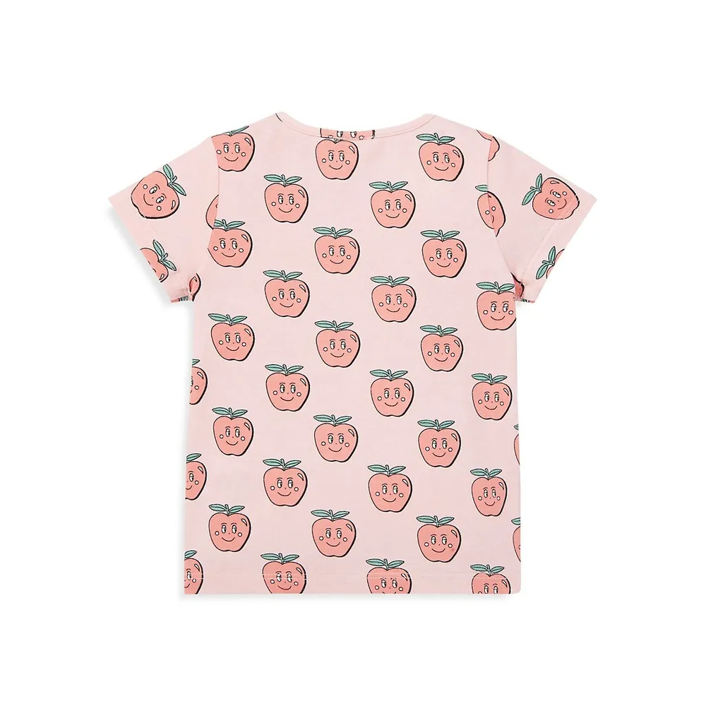 Little Girl's Apple-Print Stretch-Cotton T-Shirt