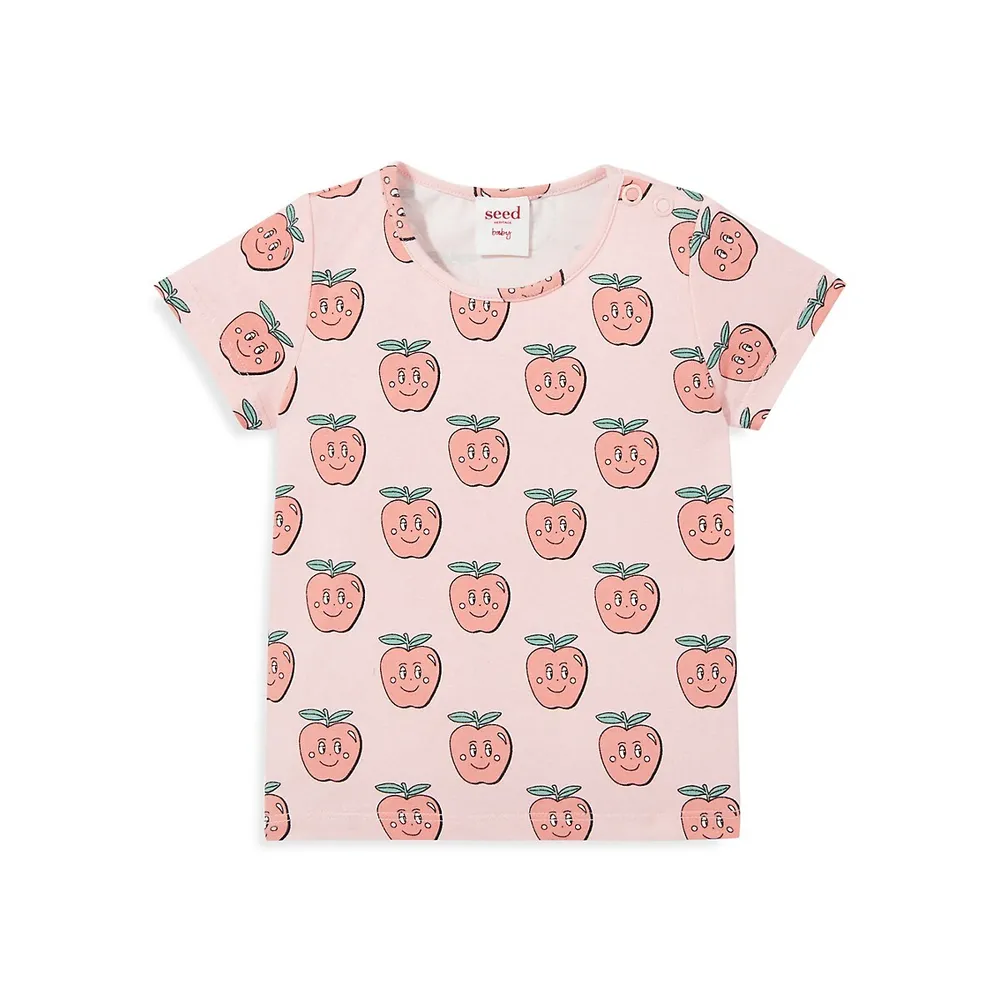 Little Girl's Apple-Print Stretch-Cotton T-Shirt