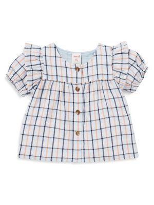 Baby Girl's Gingham Frill-Sleeve Top